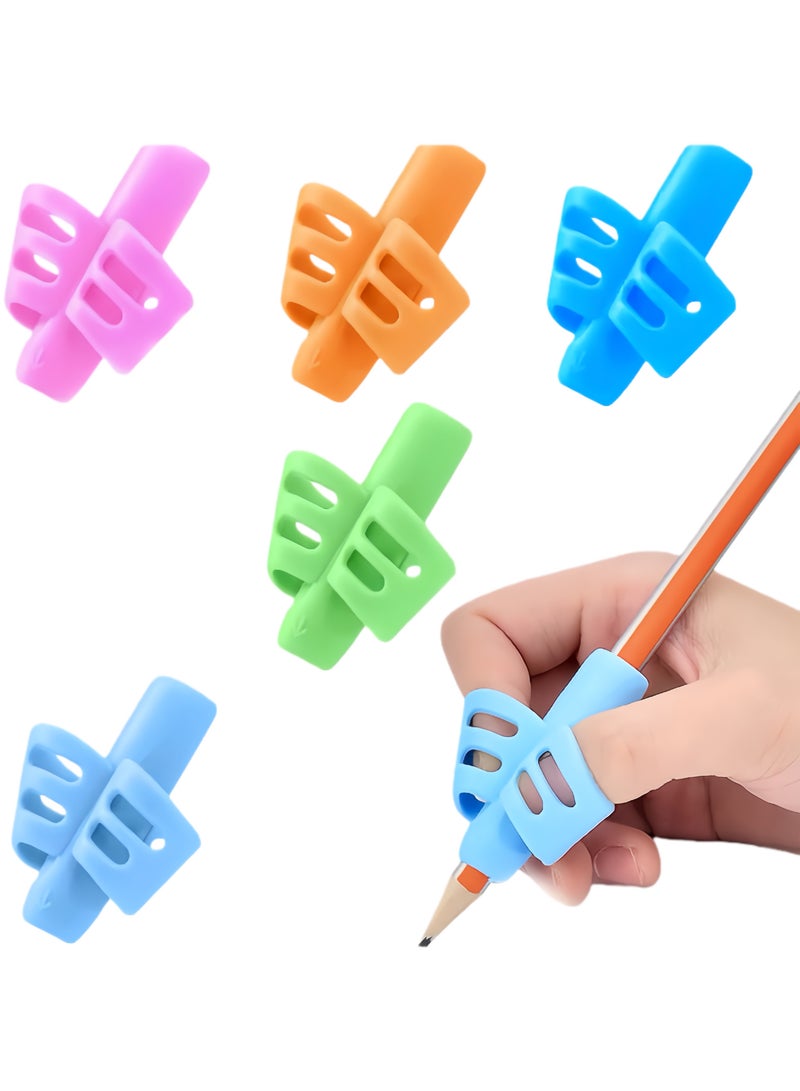 10 قطع مقابض أقلام الأطفال غير السامة ذات التصميم المريح - مساند لتصحيح وضعية الكتابة للأقلام والبرايشات (ألوان عشوائية) - Image 1